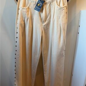 POL Cream Trousers with Button Detail